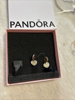 Pandora rose  Gold Heart Dangle Charm Pair - rose gold